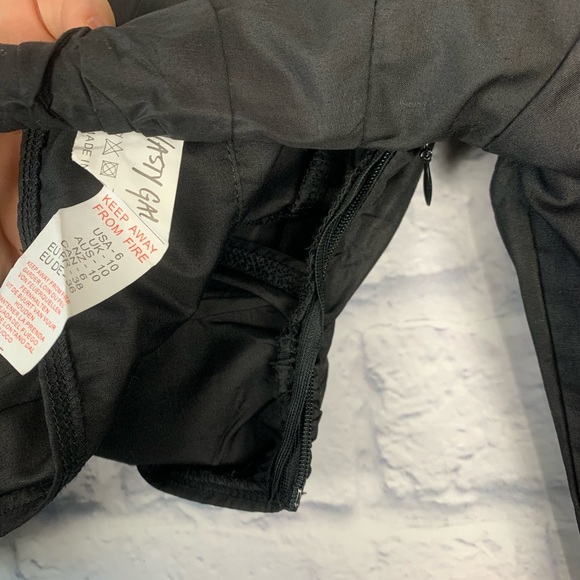 Nasty Gal Long Sleeve Petite Knot Front Cut Out Crop Top Black Size US 6 - Picture 11 of 13